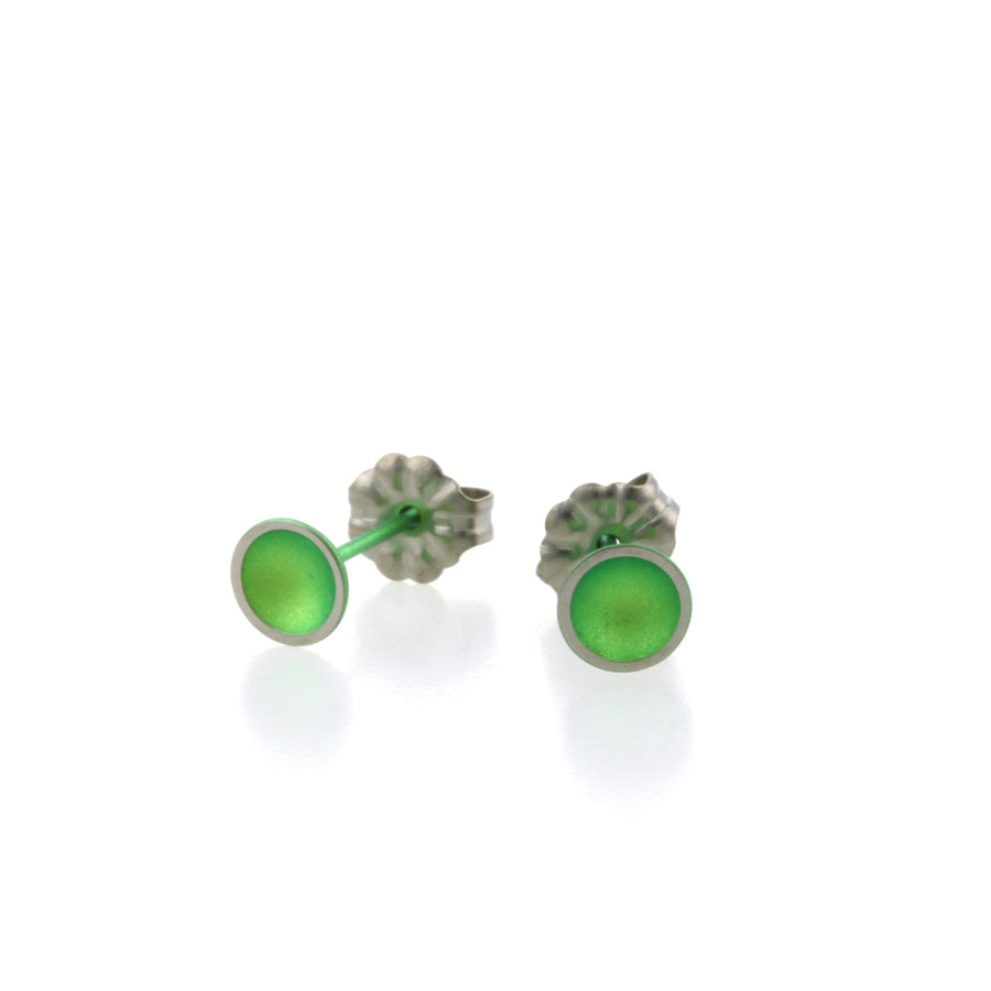 Green Titanium 6mm Domed Stud Earrings
