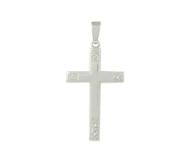 Sterling Silver Detailed End Cross Pendant