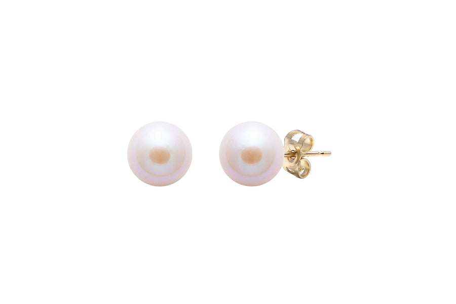 9ct Yellow Gold Pink Freshwater Pearl Stud Earrings