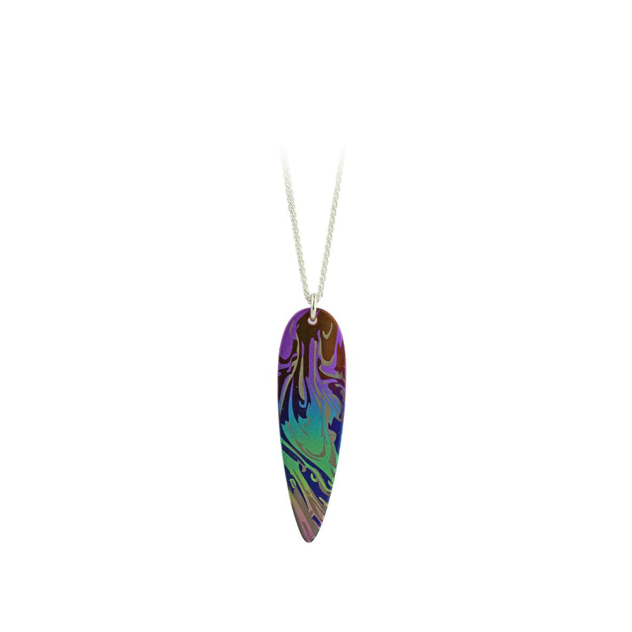 Titanium Multi Coloured Swirl Pattern Pendant & Chain