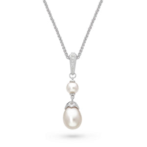 Kit Heath Sterling Silver Astoria CZ & Pearl Drop Necklace