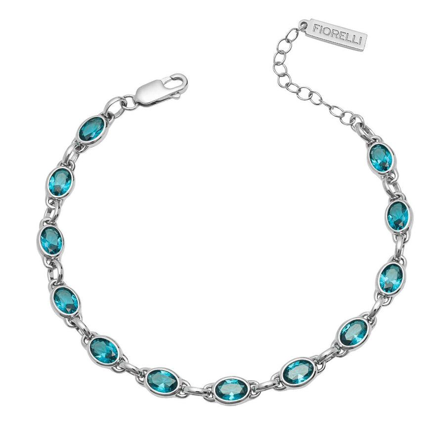 Fiorelli Sterling Silver Oval Blue Crystal Link Bracelet