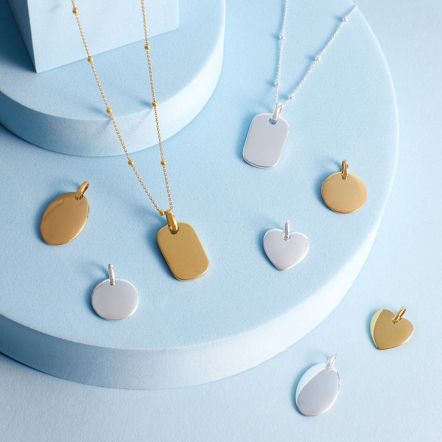 Gold Plated Heart Tag Pendant & Chain