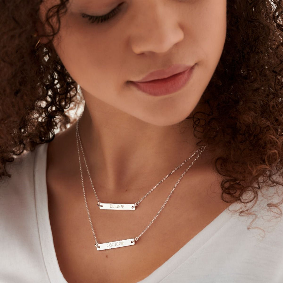 Sterling Silver Engravable ID Bar Necklace