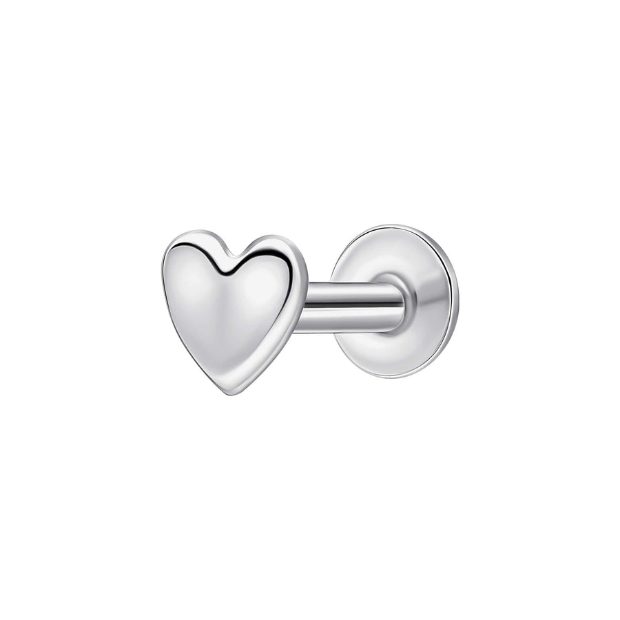 Sterling Silver Flat Heart Labret Single Stud