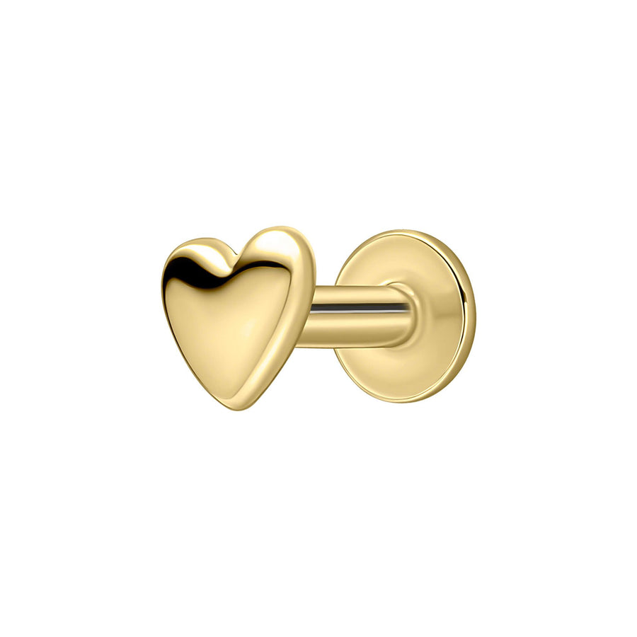 Gold Plated Flat Heart Labret Single Stud