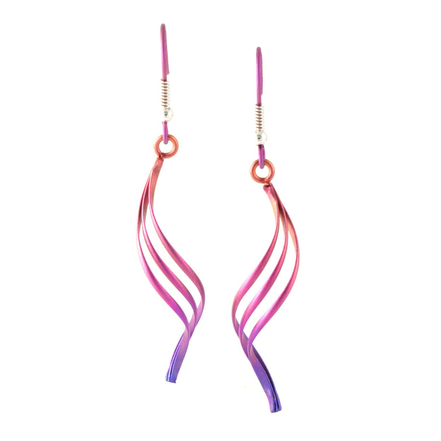 Titanium Pink 3D Open Strand Drop Earrings