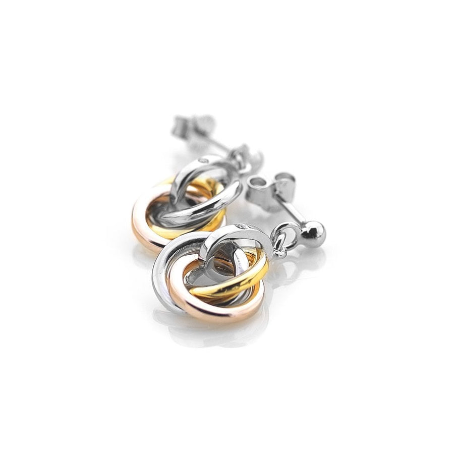 Hot Diamonds 3 Colour Interlocking Rings Drop Earrings