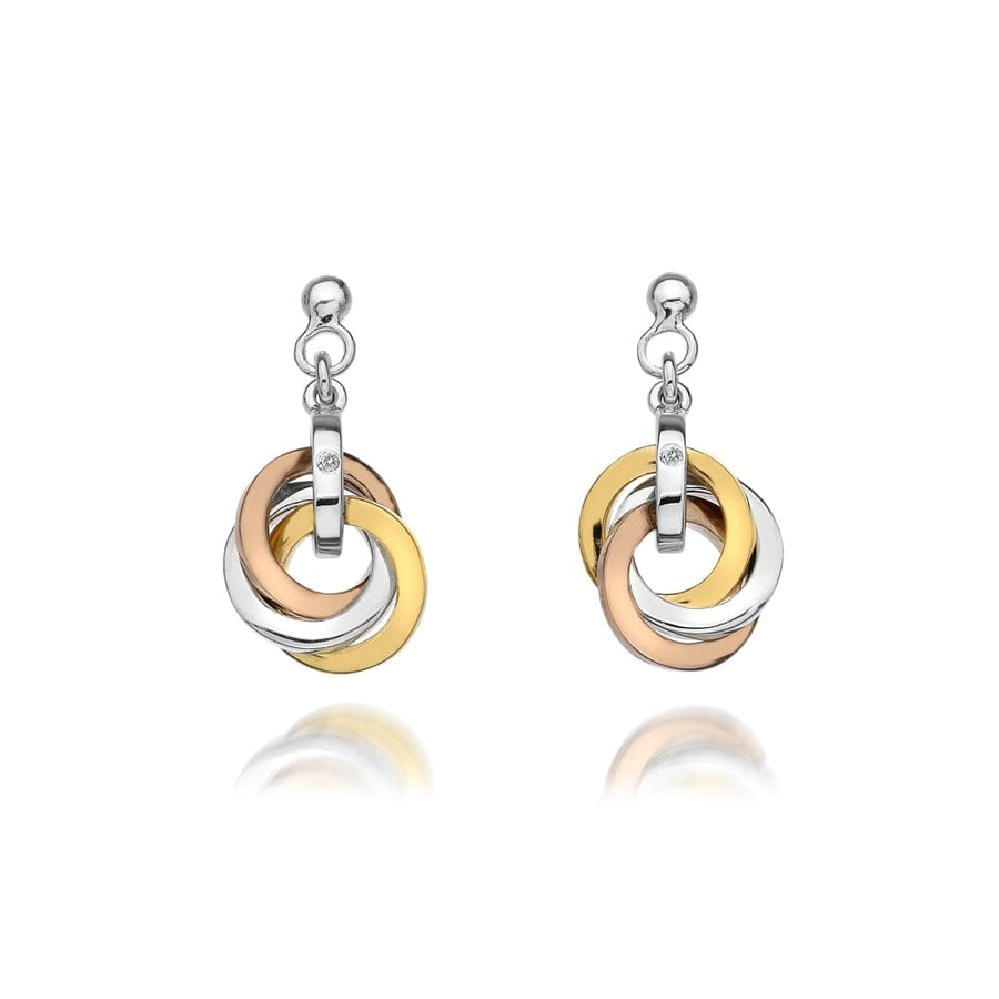 Hot Diamonds 3 Colour Interlocking Rings Drop Earrings