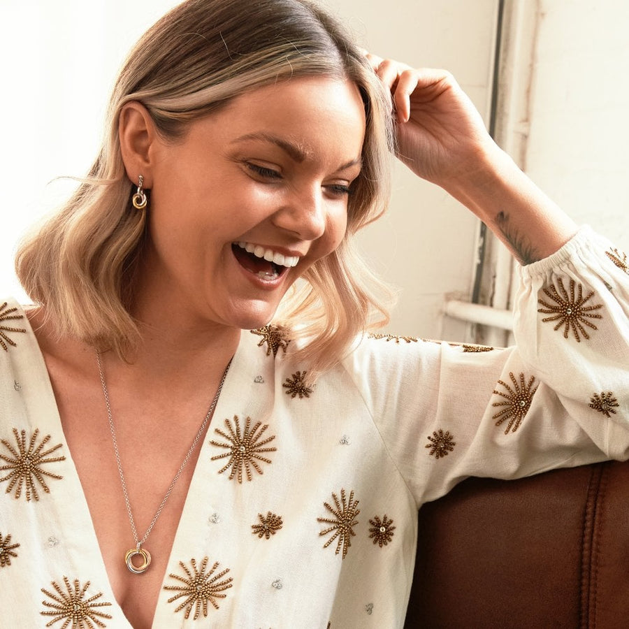 Hot Diamonds 3 Colour Interlocking Rings Drop Earrings