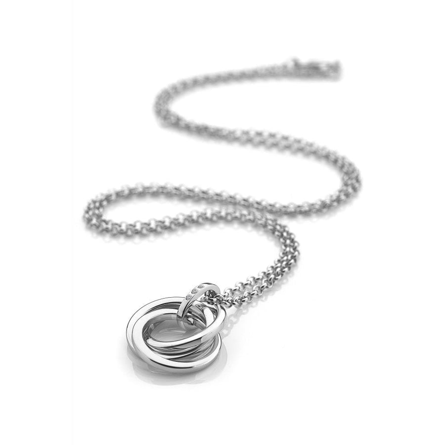 Hot Diamonds Silver Interlocking Ring x3 Diamond Set Necklace