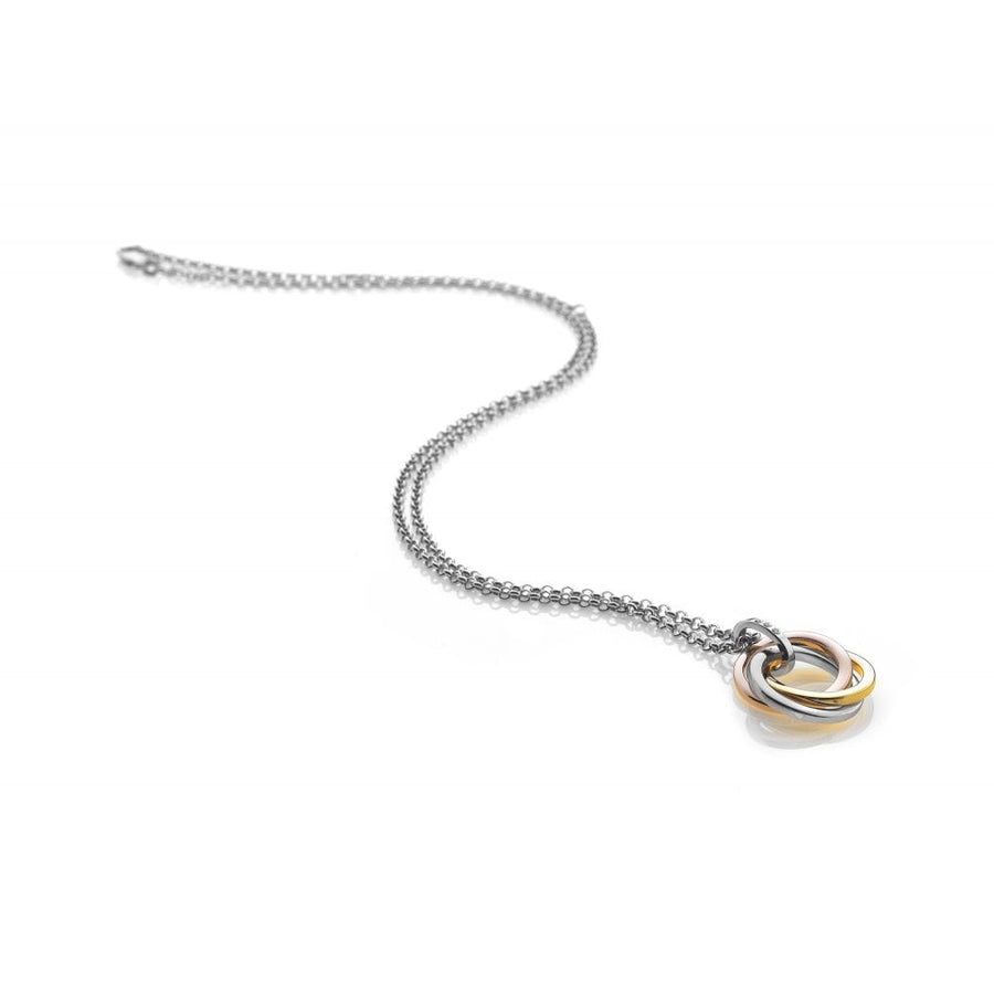 Hot Diamonds Silver 3 Colour Interlocking Rings Necklace