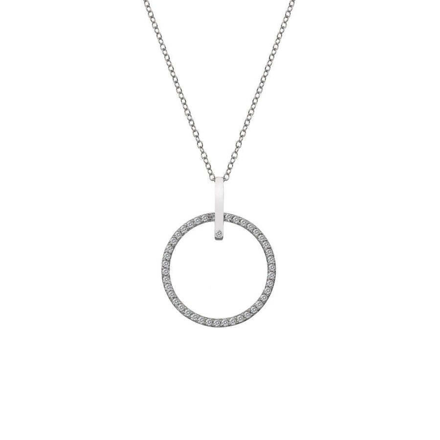 Hot Diamonds Silver Large Open White Topaz Circle Pendant & Chain
