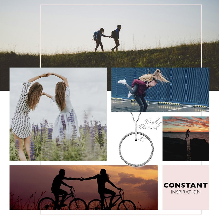 Hot Diamonds Silver Large Open White Topaz Circle Pendant & Chain