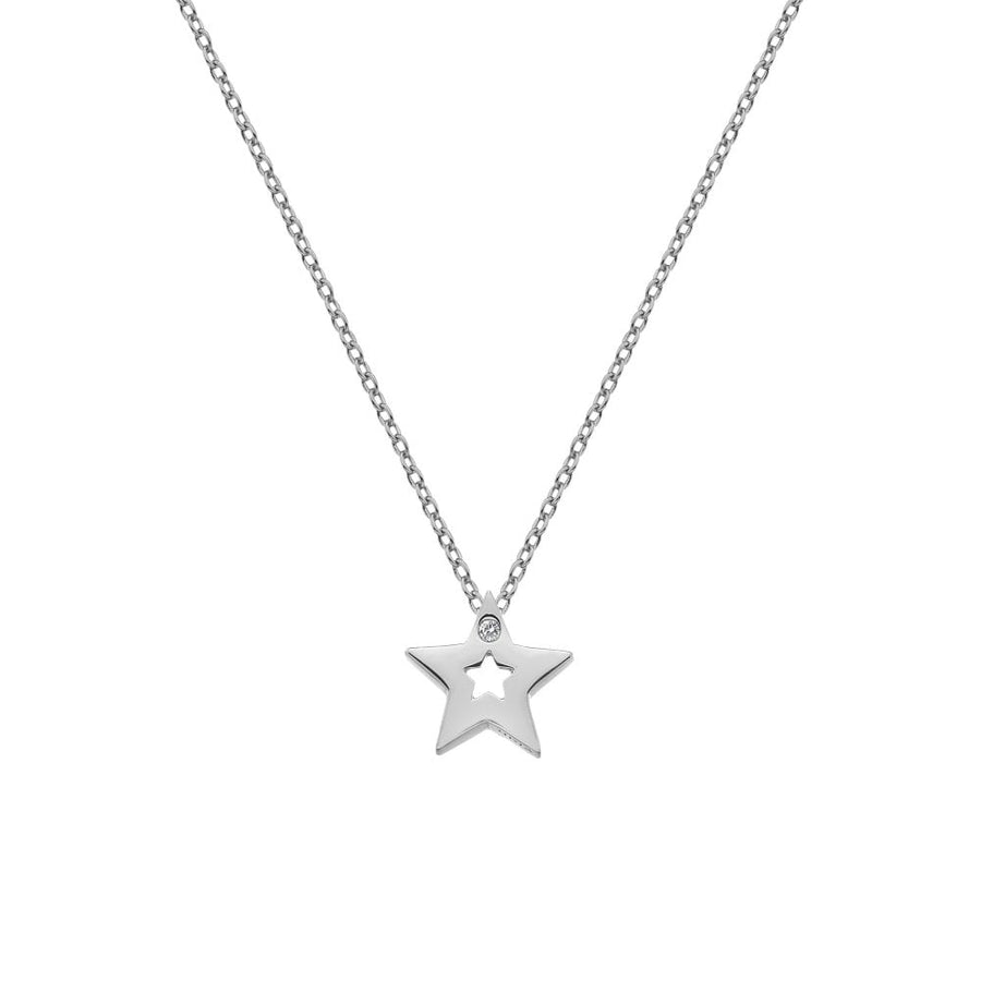 Hot Diamonds Silver Cut-Out Star Pendant & Chain