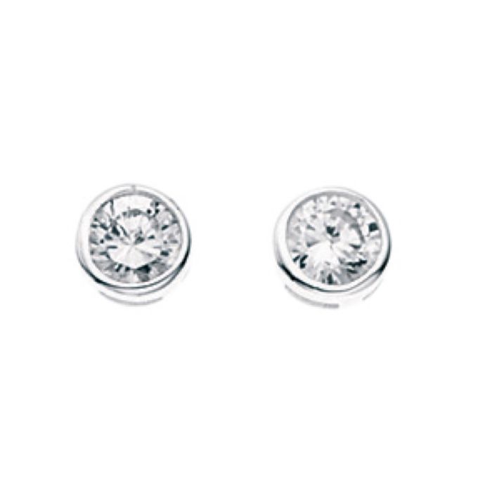 Sterling Silver Round 5mm CZ Stud Earrings
