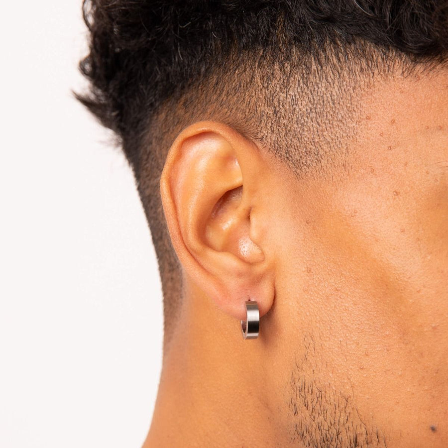 Fred Bennett Brushed Steel Huggie Hoop Earrings
