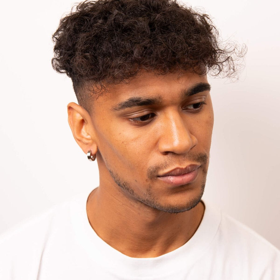 Fred Bennett Brushed Steel Huggie Hoop Earrings