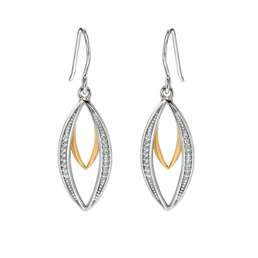 Fiorelli Gold plated & Silver Cubic Zirconia Drop Earrings