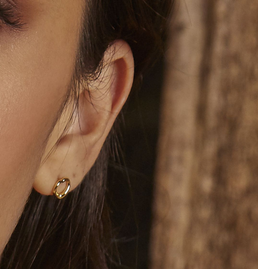 Gold Plated Small Open Heart Stud Earrings