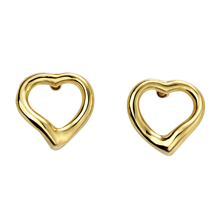 Gold Plated Small Open Heart Stud Earrings