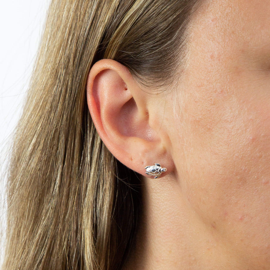 Sterling Silver Turtle Stud Earrings