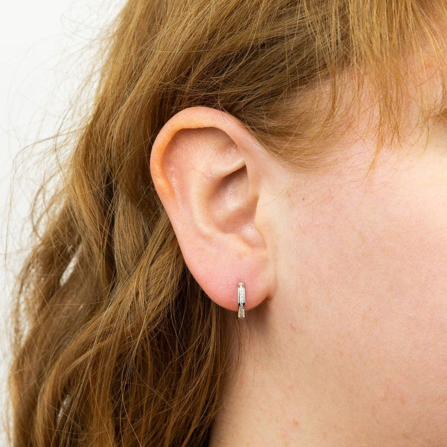Fiorelli Sterling Silver CZ Octagon Hoop Earrings