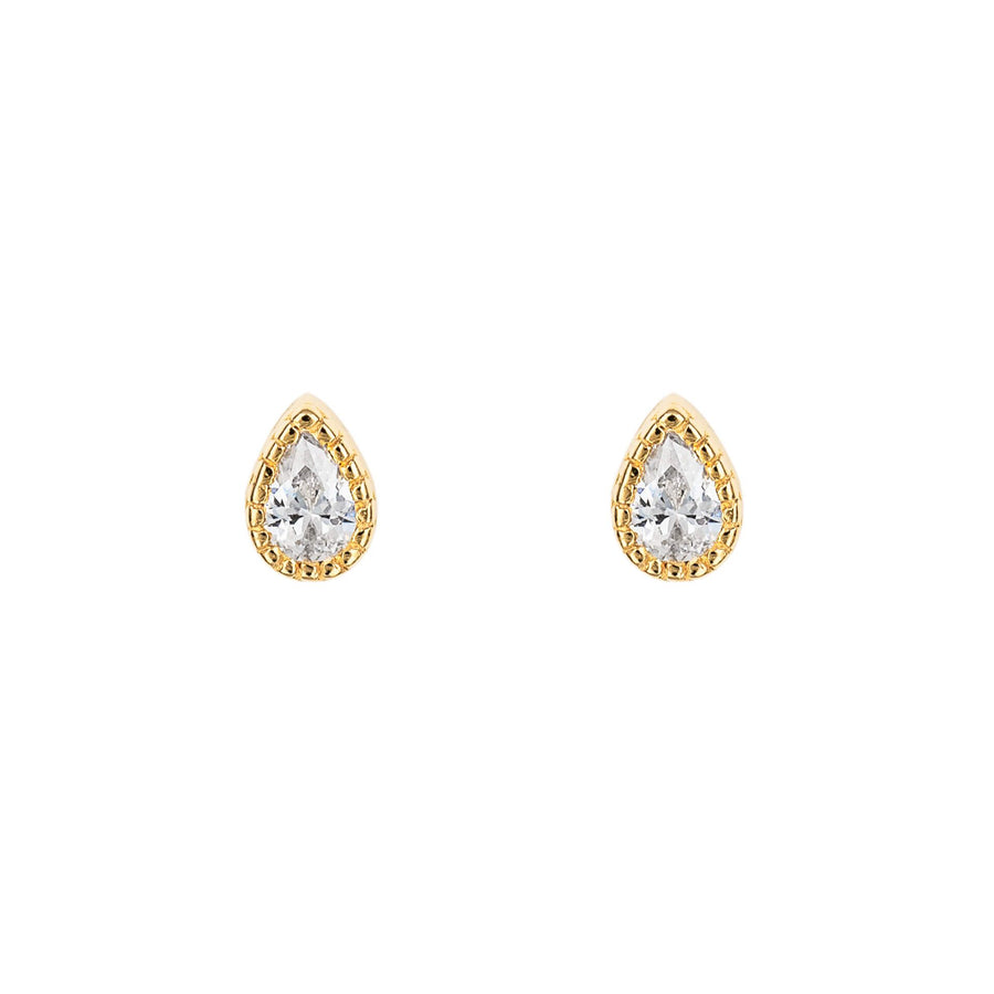 Gold Plated CZ Teardrop Mini Stud Earrings