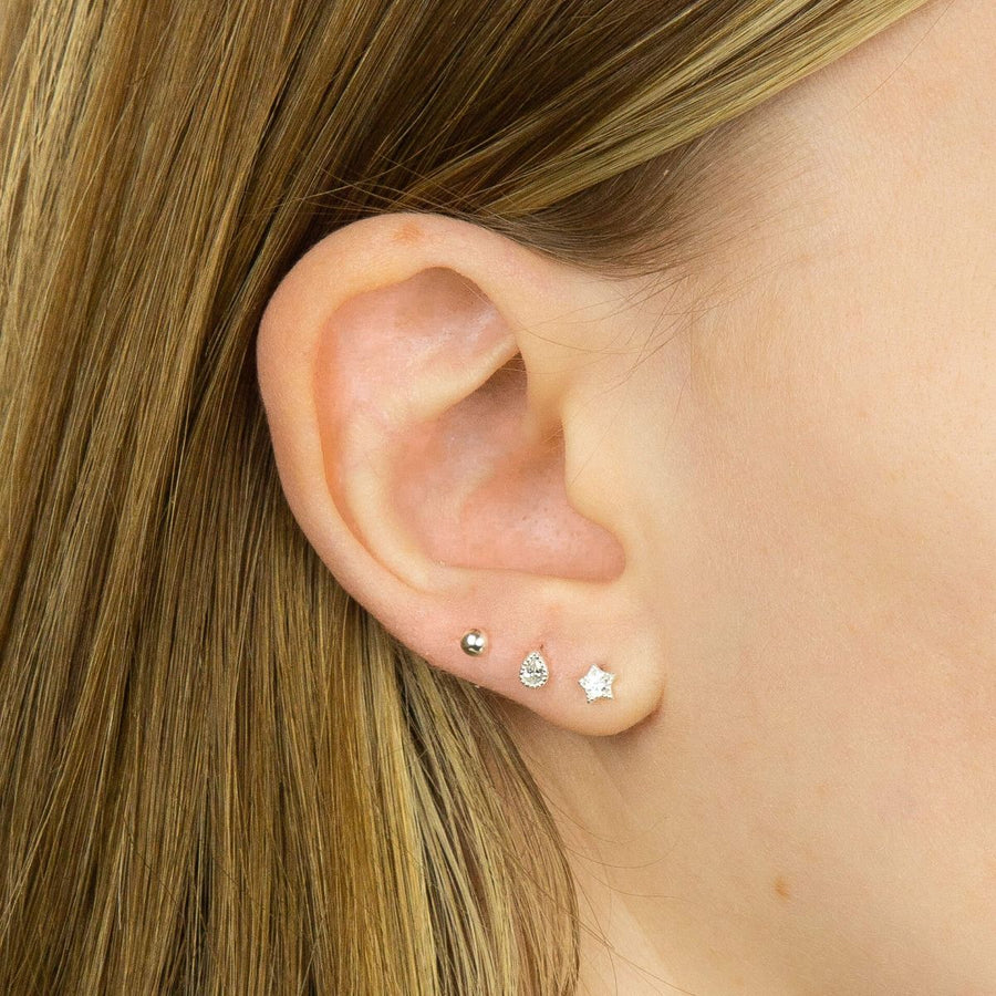 Sterling Silver Mini CZ Star Stud Earrings