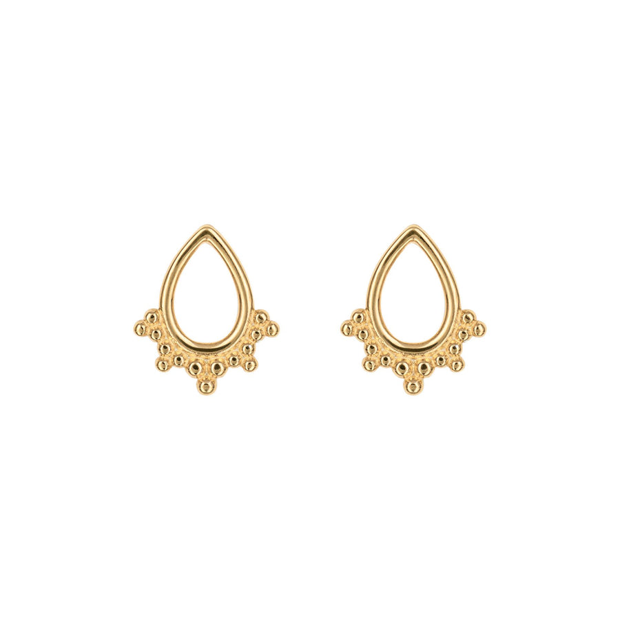 Gold Plated Stud Filigree Open Teardrop Stud Earrings