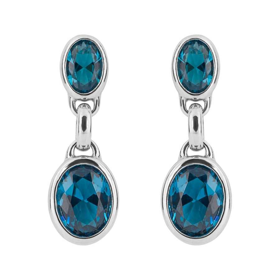 Fiorelli Sterling Silver Blue Double Oval Drop Earrings