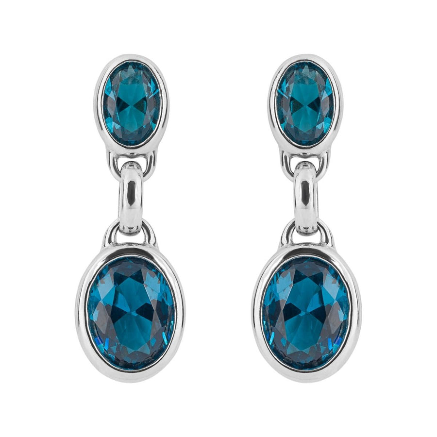 Fiorelli Sterling Silver Blue Double Oval Drop Earrings