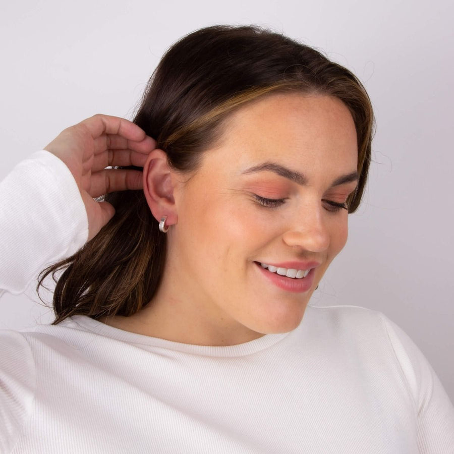 Sterling Silver Flat Huggie Hoops