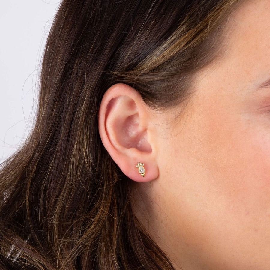 Gold Plated Mixed CZ Cluster Stud Earrings