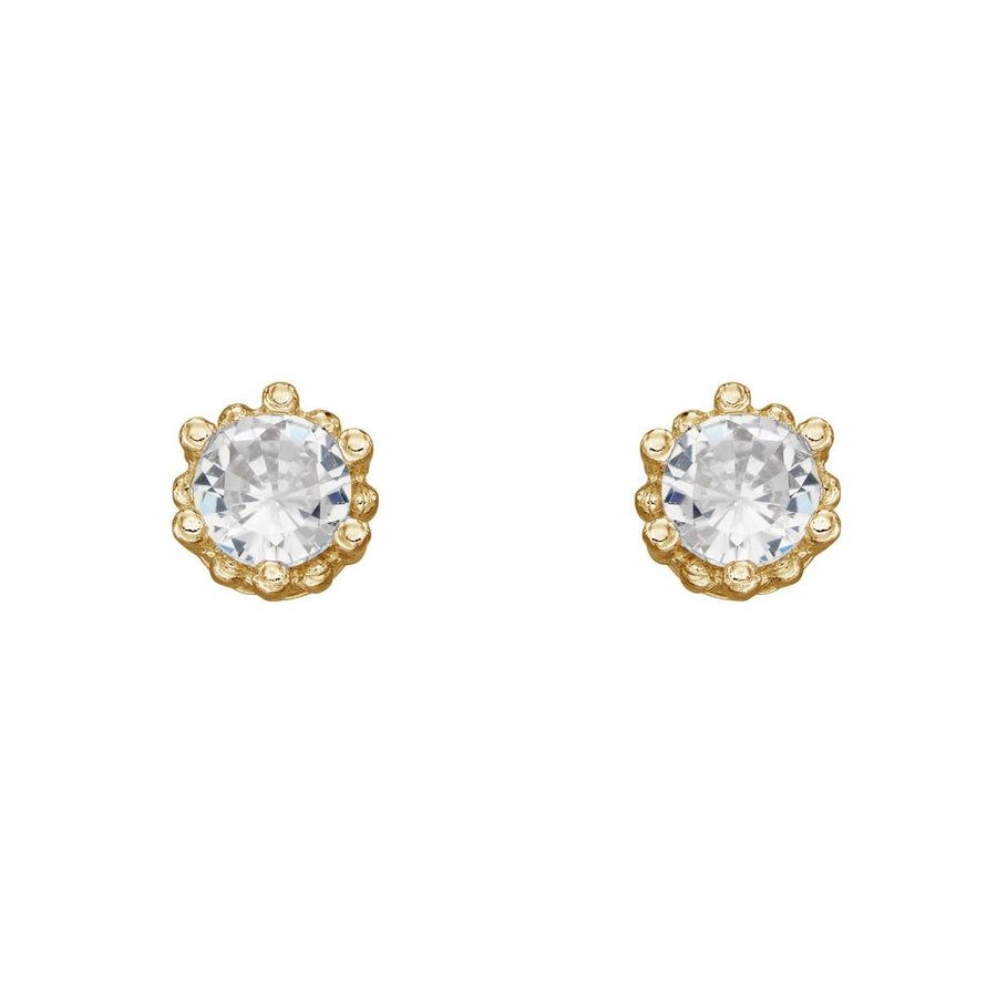 Gold Plated Round CZ Stud Earrings