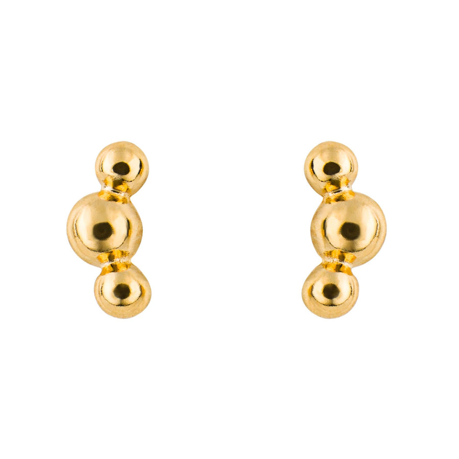 Gold Plated Mini Triple Ball Stud Earrings