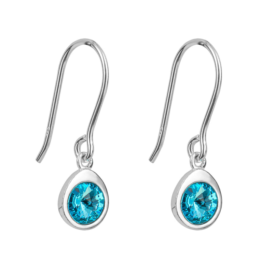 Sterling Silver Blue Crystal Hook Drop Earrings