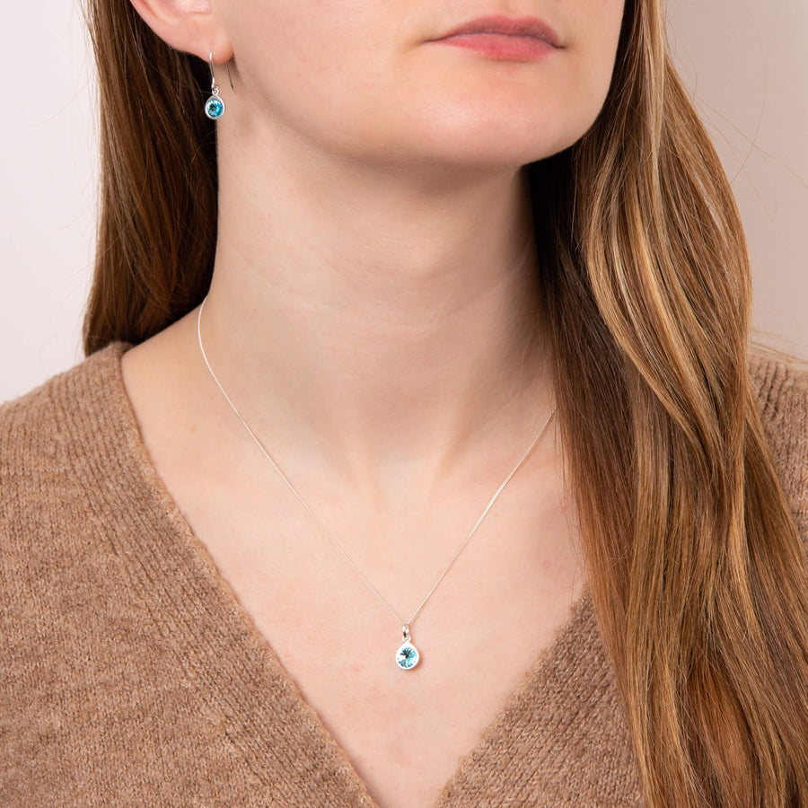 Sterling Silver Blue Crystal Hook Drop Earrings