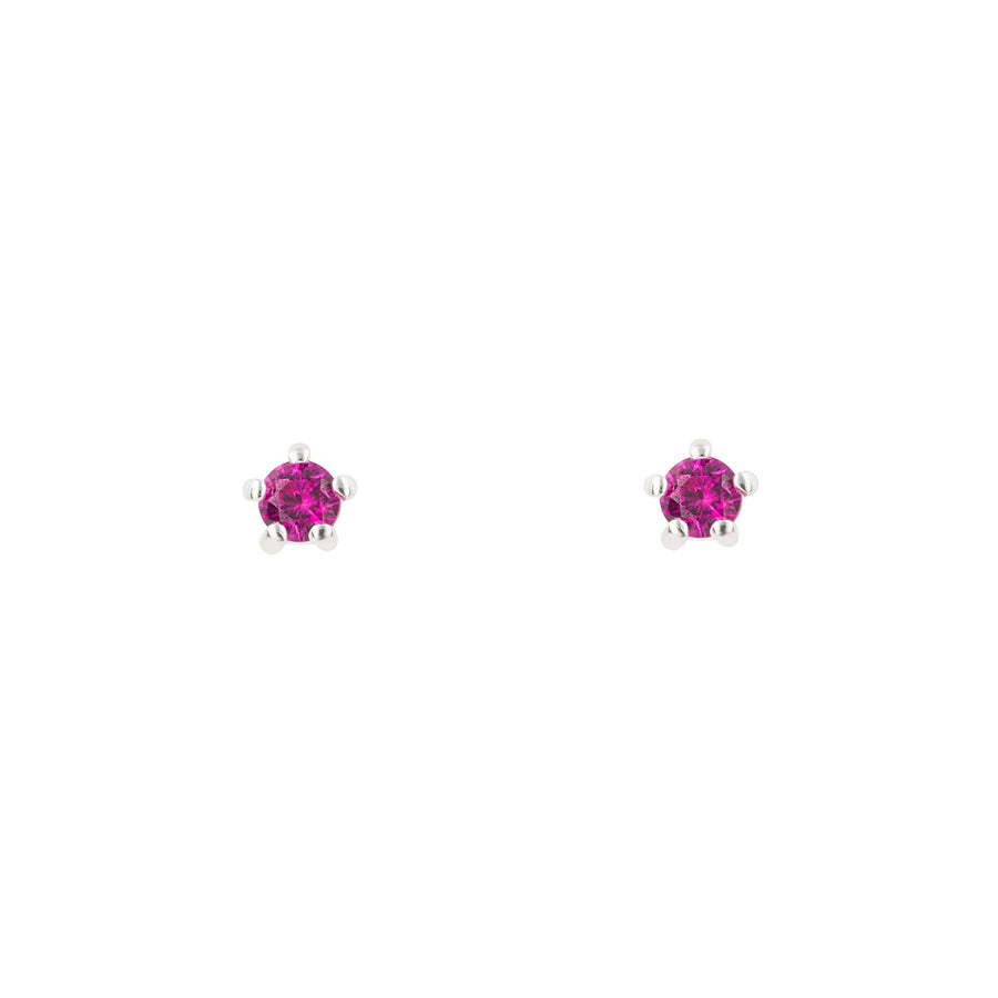 Sterling Silver Round Pink CZ Mini Stud Earrings
