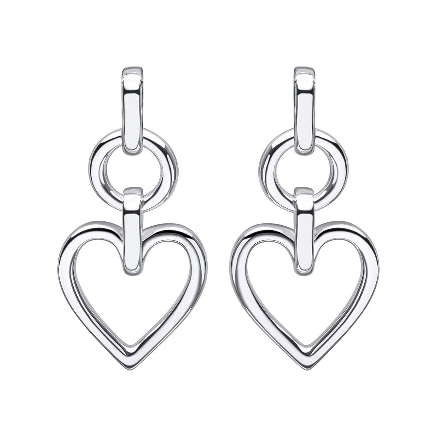 Sterling Silver Open Heart Drop Earrings