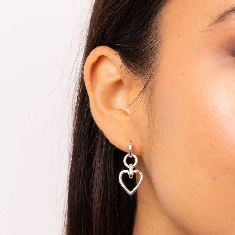 Sterling Silver Open Heart Drop Earrings