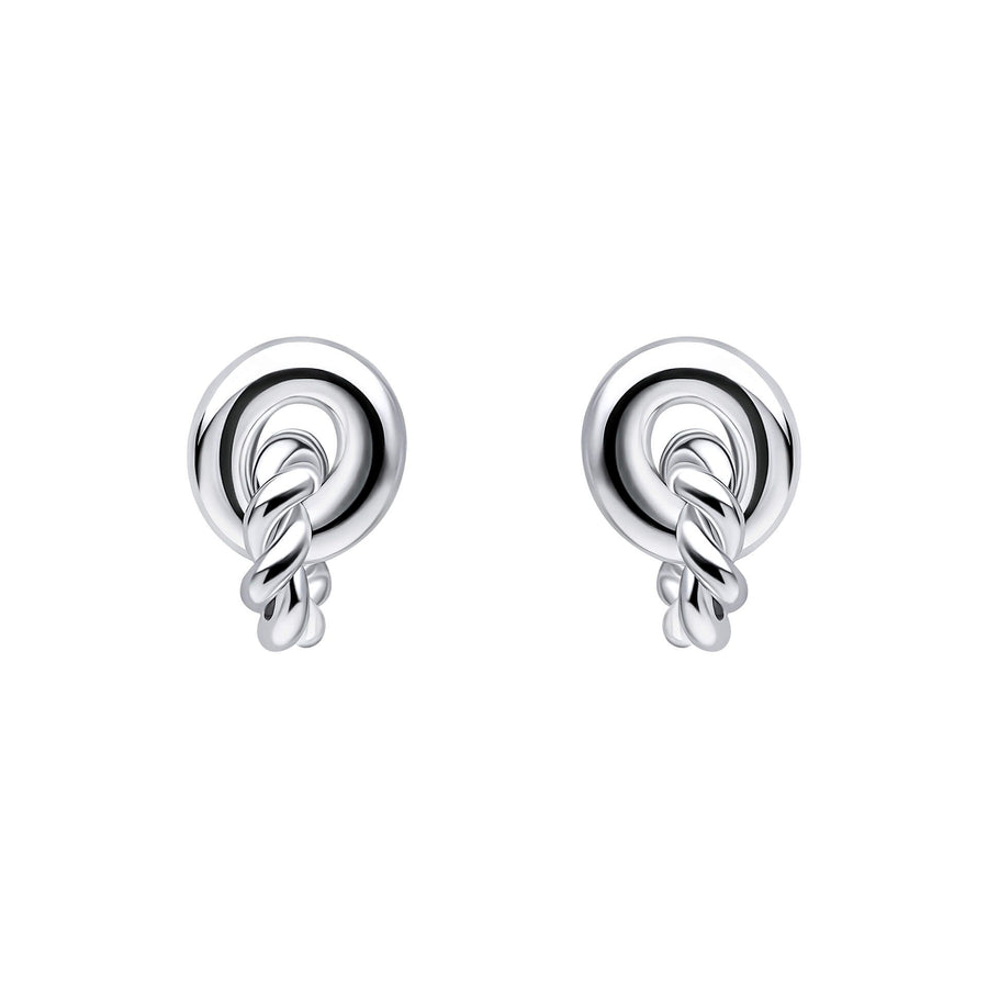 Gold Plated Rope & Circle Link Stud Earrings