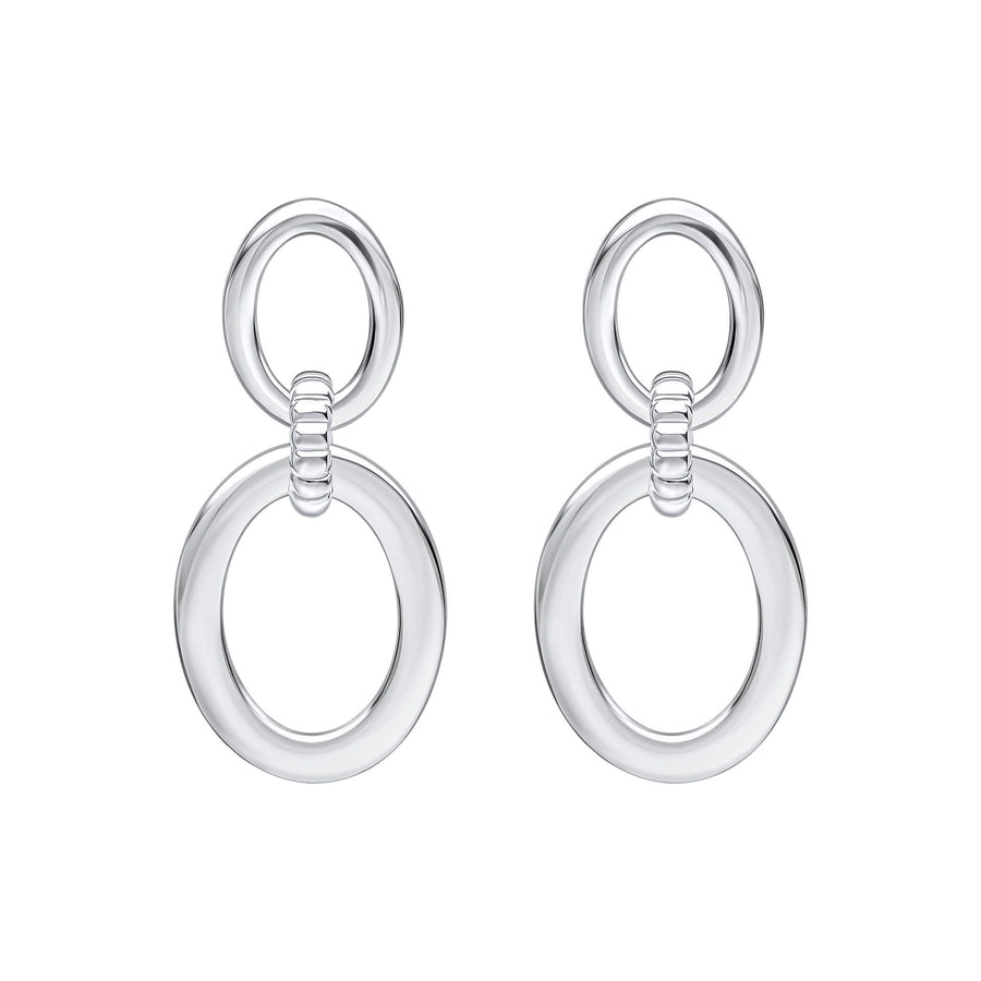 Sterling Silver Double Oval Link Drop Earrings