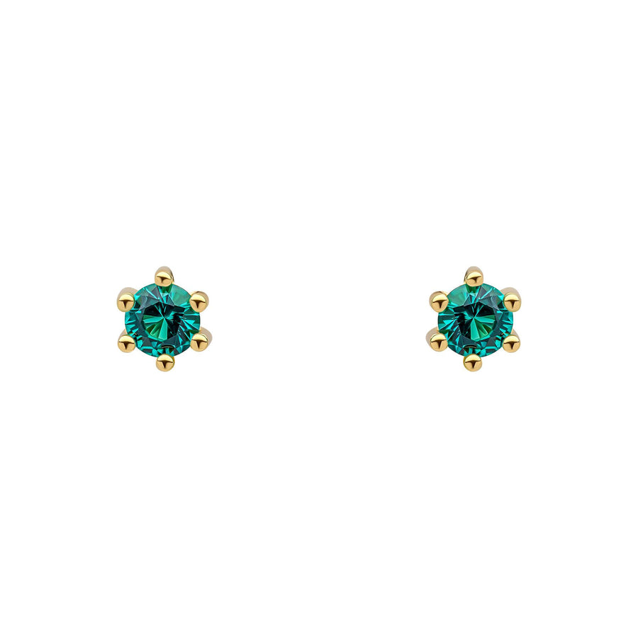 Gold Plated Small Green CZ Stud Earrings