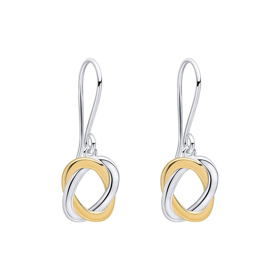 Two-Tone Woven Circle Hook Drop Earrings