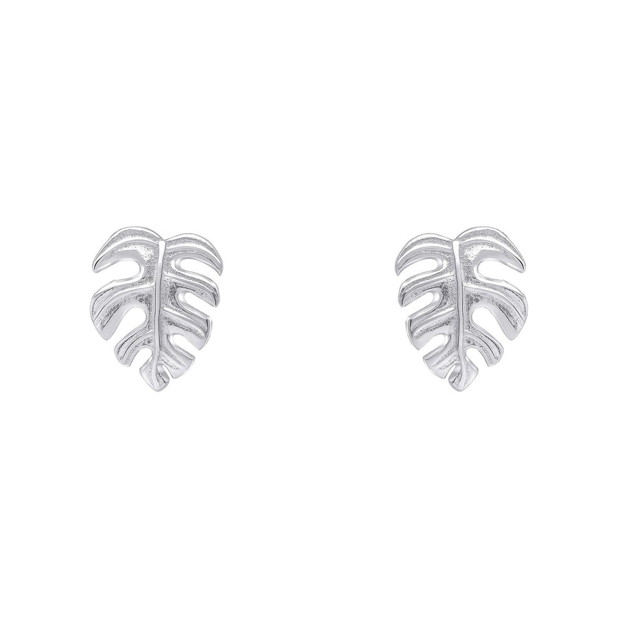 Sterling Silver Monstera Leaf Stud Earrings