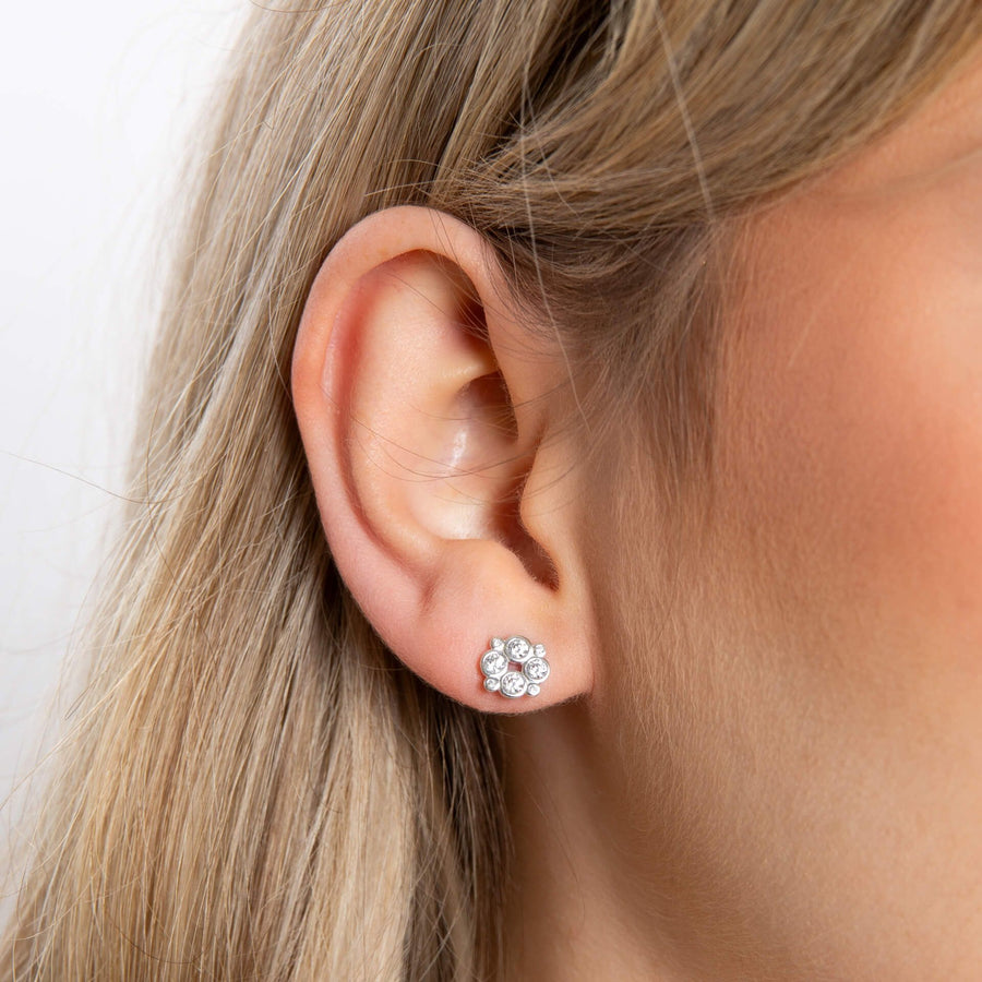 Sterling Silver CZ Bubble Stud Earrings