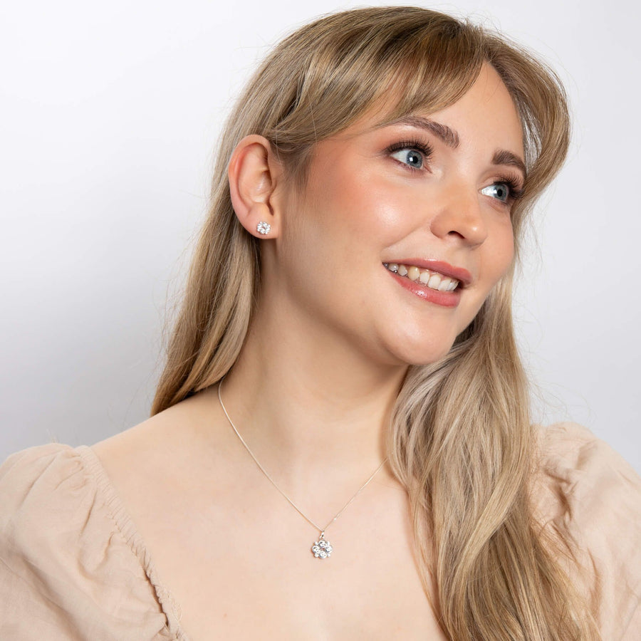Sterling Silver CZ Bubble Stud Earrings