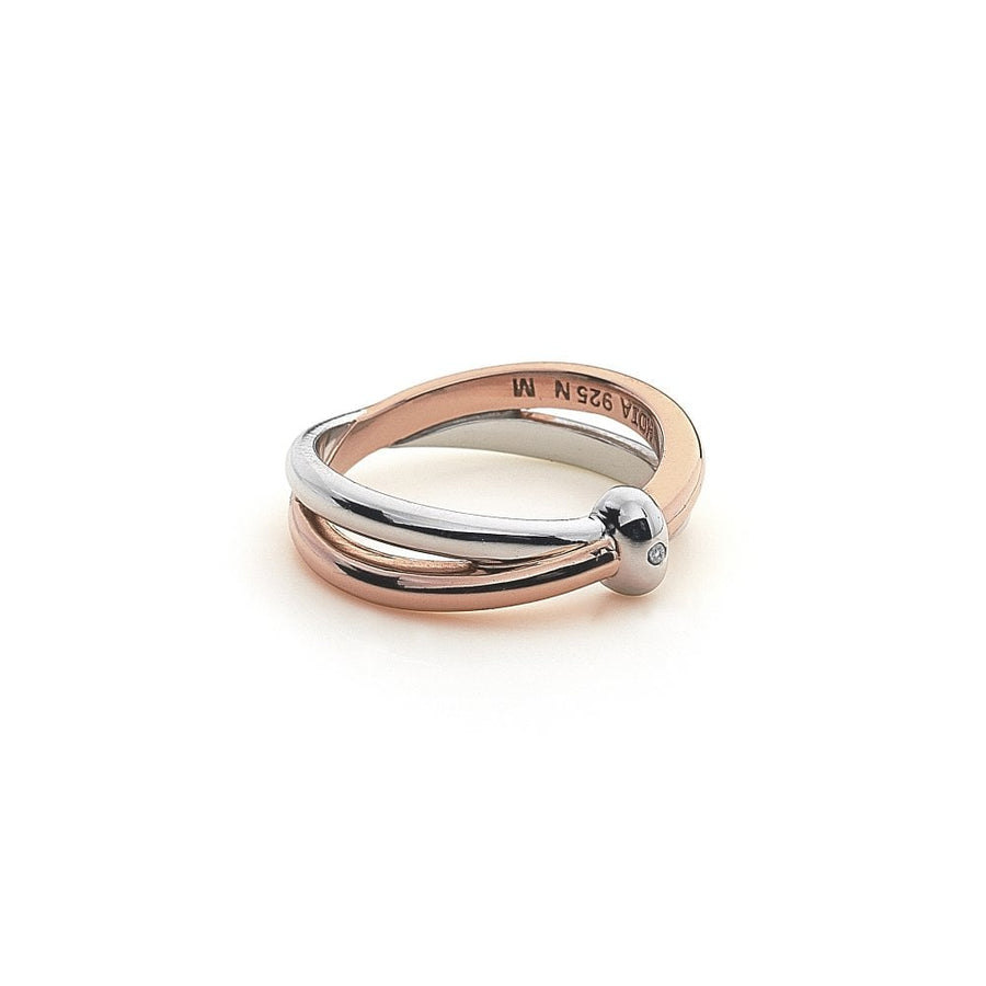 Hot Diamonds Silver & Rose Gold Plate Interlocking Ring