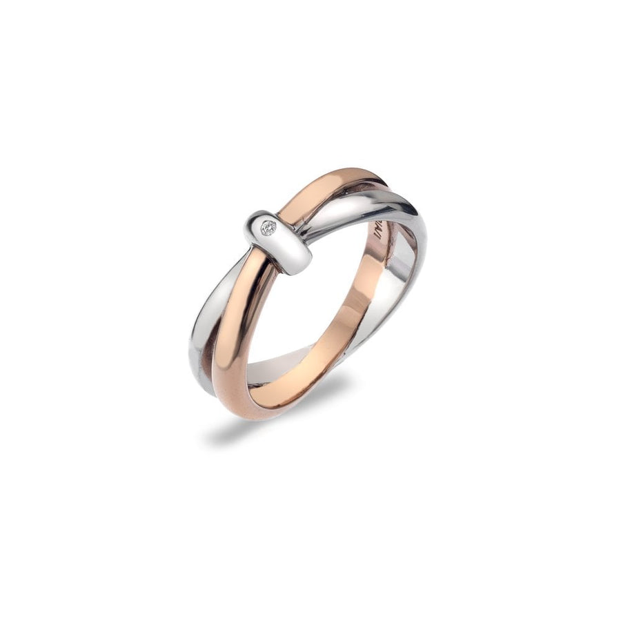 Hot Diamonds Silver & Rose Gold Plate Interlocking Ring
